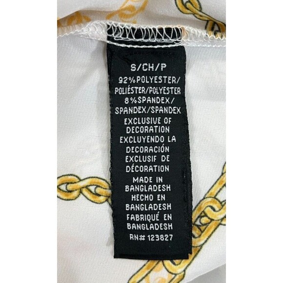 DRILL CLOTHING Baroque Gold Shirt Men's Small White Gold Chain Button-Up Stretch - Picture 11 of 11